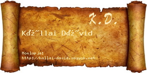 Kállai Dávid névjegykártya